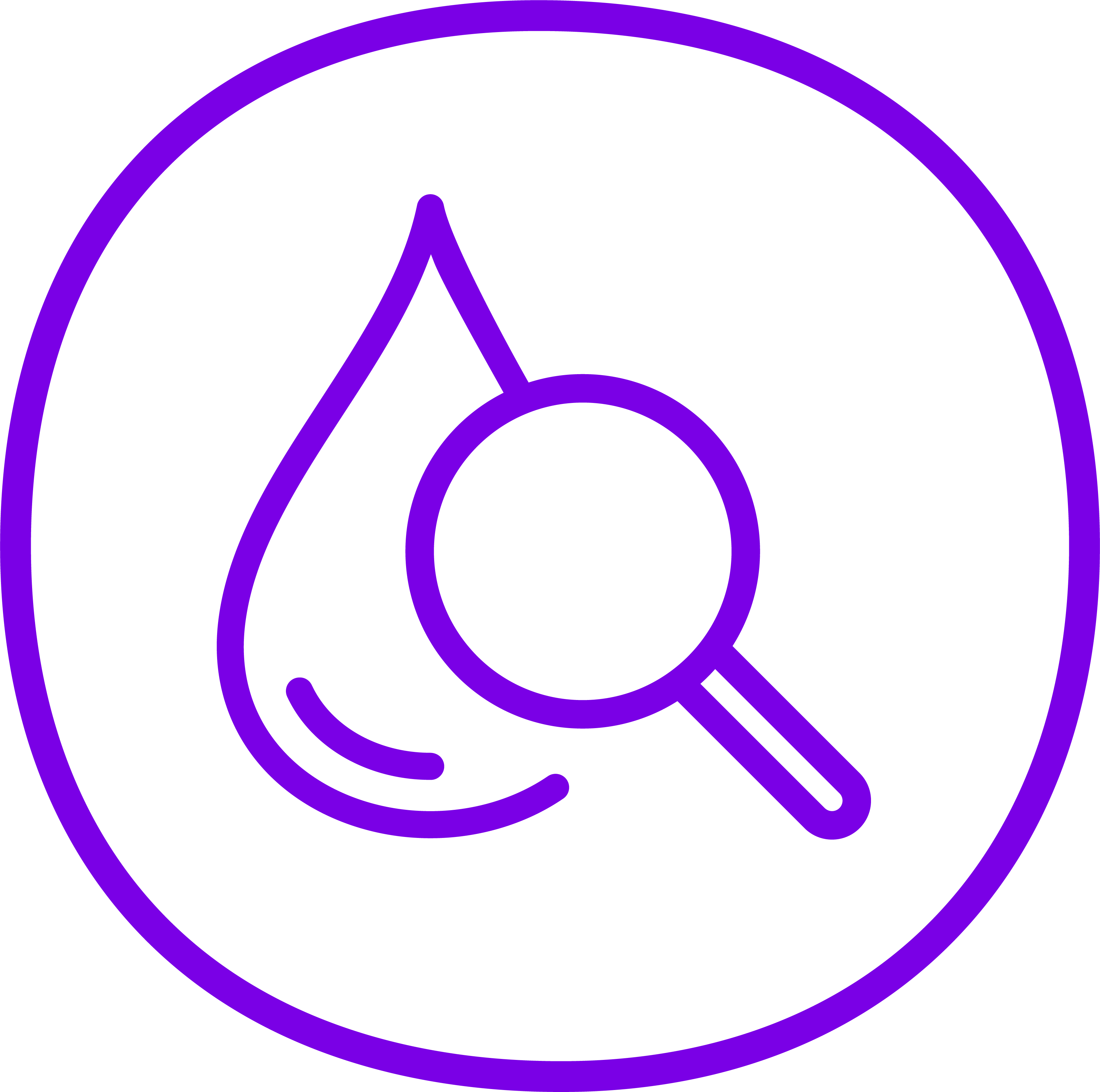 Drop and magnifying glass icon